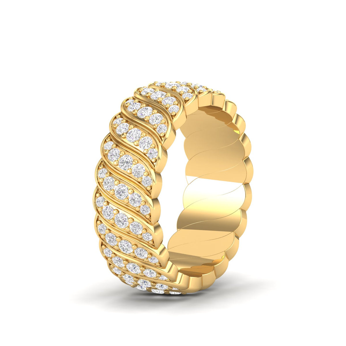 Maurya Perpetual Flow Stackable Band with Pave-Set Diamonds