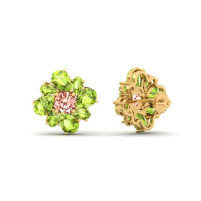 Maurya Color Strokes Peridot Stud Earrings with Morganite