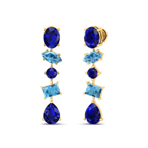 Maurya Crystals Drop Earrings with Sapphire and Topaz