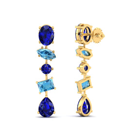 Maurya Crystals Drop Earrings with Sapphire and Topaz