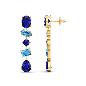 Maurya Crystals Drop Earrings with Sapphire and Topaz
