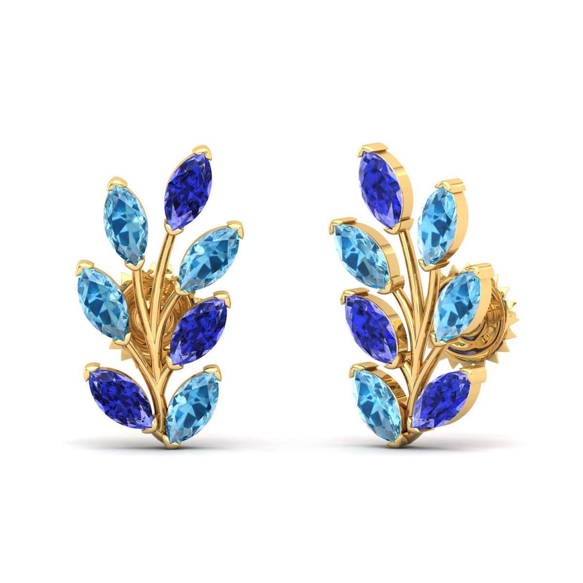 Maurya Frozen Life Tanzanite Push Back Earrings with Topaz