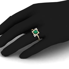 Maurya Solitaire Ruby Rose Garden Engagement Ring with Diamond Halo