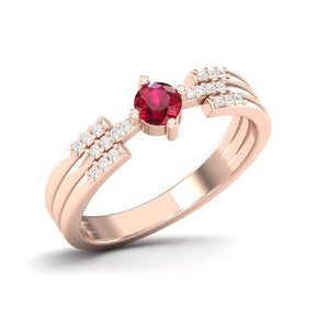 Maurya Center of Gravity Solitaire Ruby Promise Ring with Diamond Accents