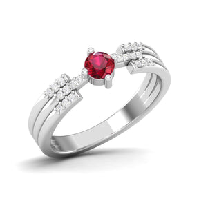 Maurya Center of Gravity Solitaire Ruby Promise Ring with Diamond Accents