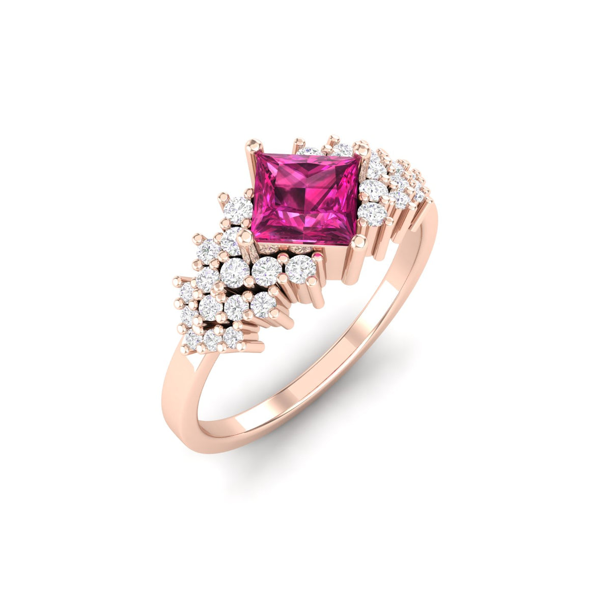 Maurya Pink Amethyst Queen Bee Engagement Ring with Accent Diamonds