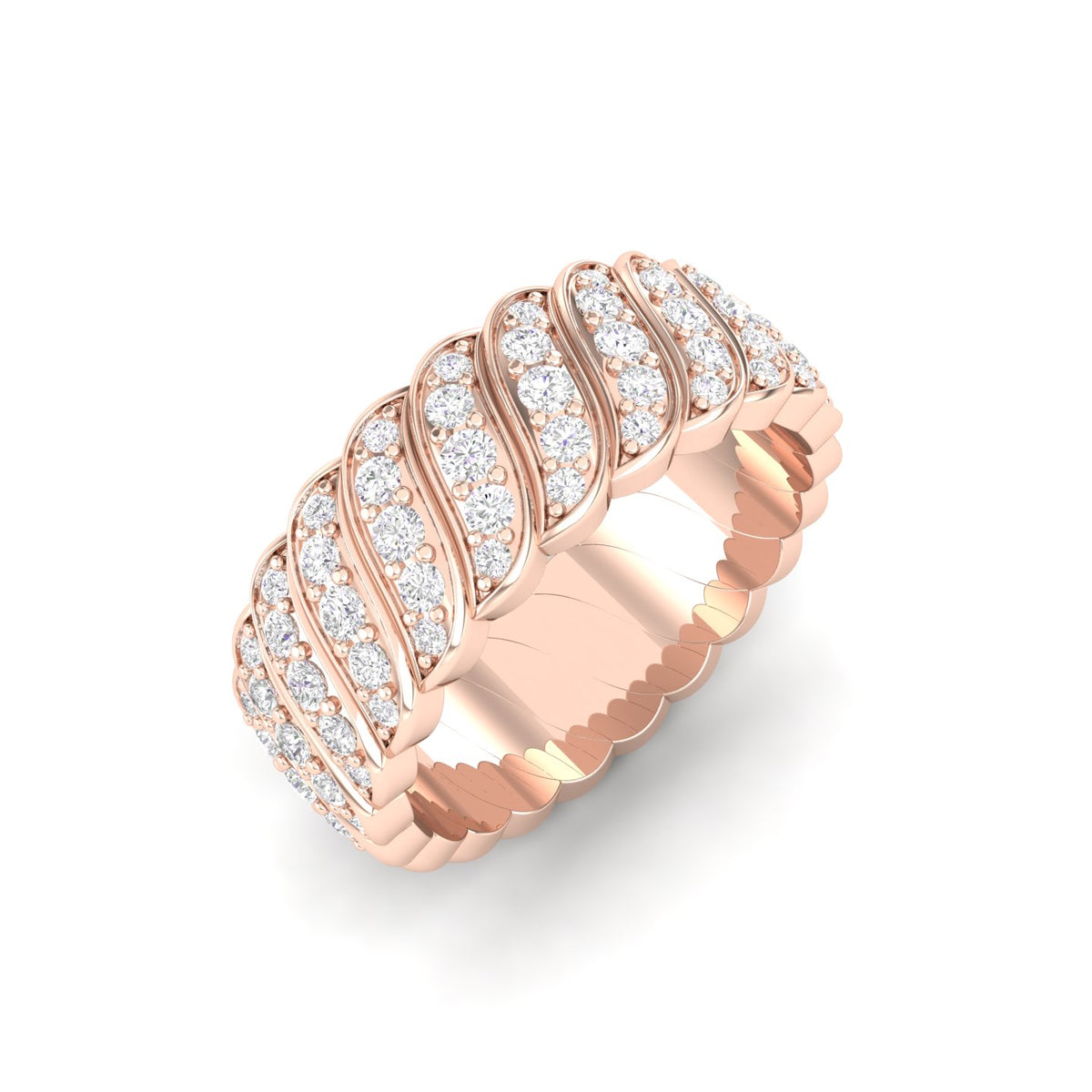 Maurya Perpetual Flow Stackable Band with Pave-Set Diamonds