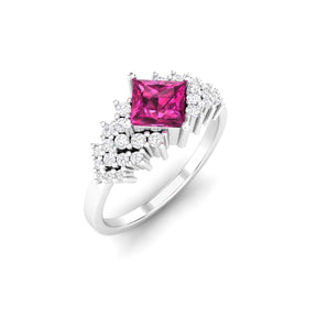 Maurya Pink Amethyst Queen Bee Engagement Ring with Accent Diamonds