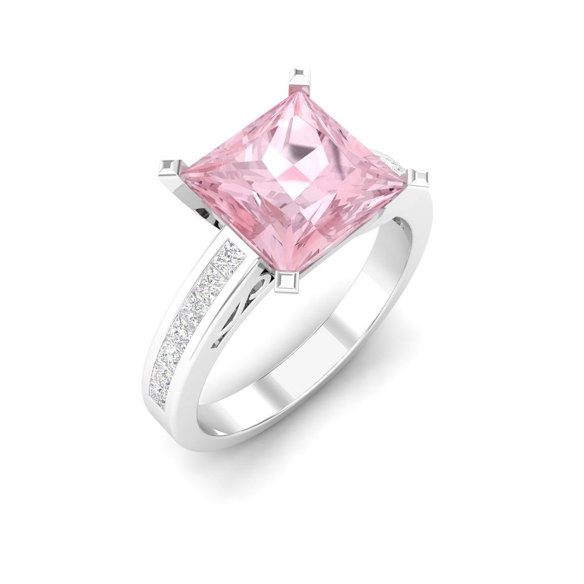 Maurya Prong Set Morganite and Channel-Set Diamond Simplicity Engagement Ring