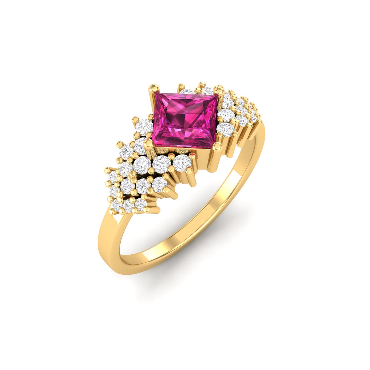 Maurya Pink Amethyst Queen Bee Engagement Ring with Accent Diamonds