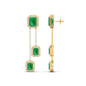 Maurya Dives Emerald Dangle Earrings with Diamonds