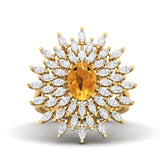 Maurya Solitaire Citrine Sunflower Cocktail Ring with Marquise Diamonds