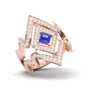 Maurya Blitz Tanzanite Cocktail Ring with Round Diamond Accents