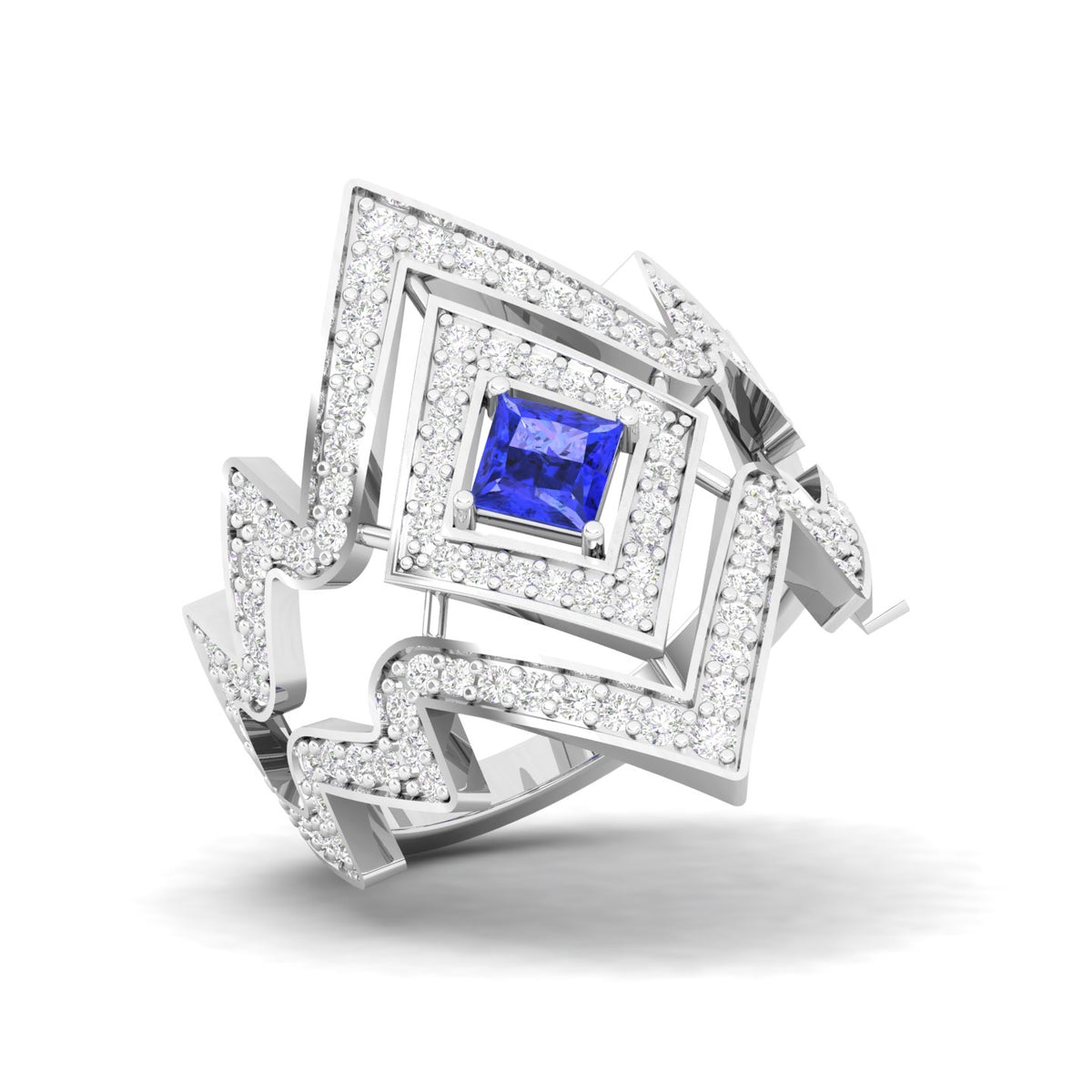 Maurya Blitz Tanzanite Cocktail Ring with Round Diamond Accents