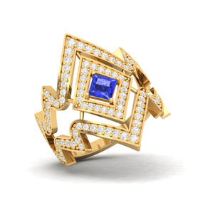Maurya Blitz Tanzanite Cocktail Ring with Round Diamond Accents