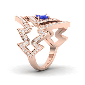 Maurya Blitz Tanzanite Cocktail Ring with Round Diamond Accents