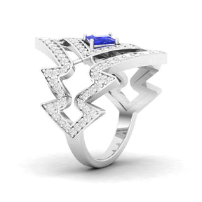 Maurya Blitz Tanzanite Cocktail Ring with Round Diamond Accents