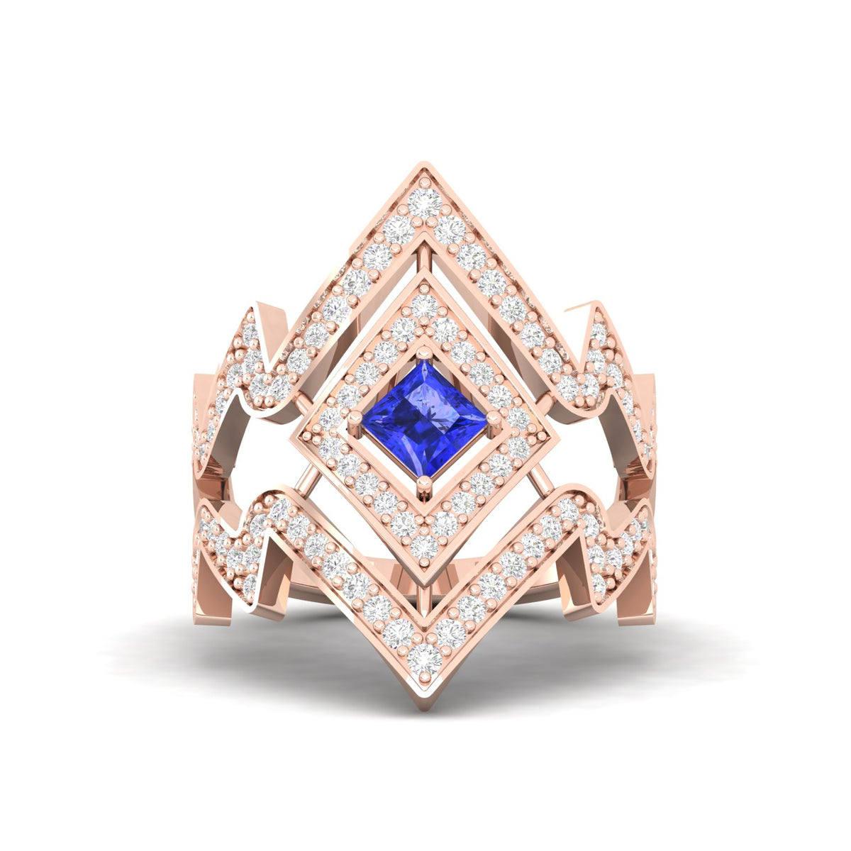 Maurya Blitz Tanzanite Cocktail Ring with Round Diamond Accents