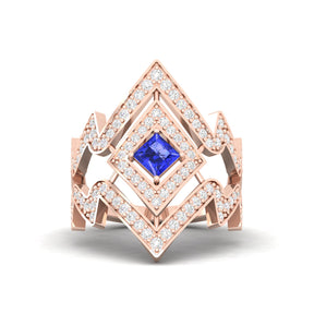 Maurya Blitz Tanzanite Cocktail Ring with Round Diamond Accents