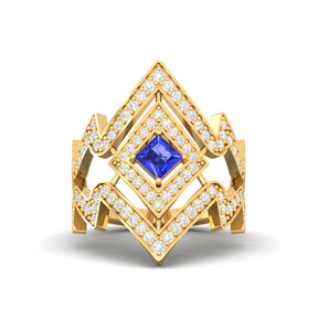 Maurya Blitz Tanzanite Cocktail Ring with Round Diamond Accents