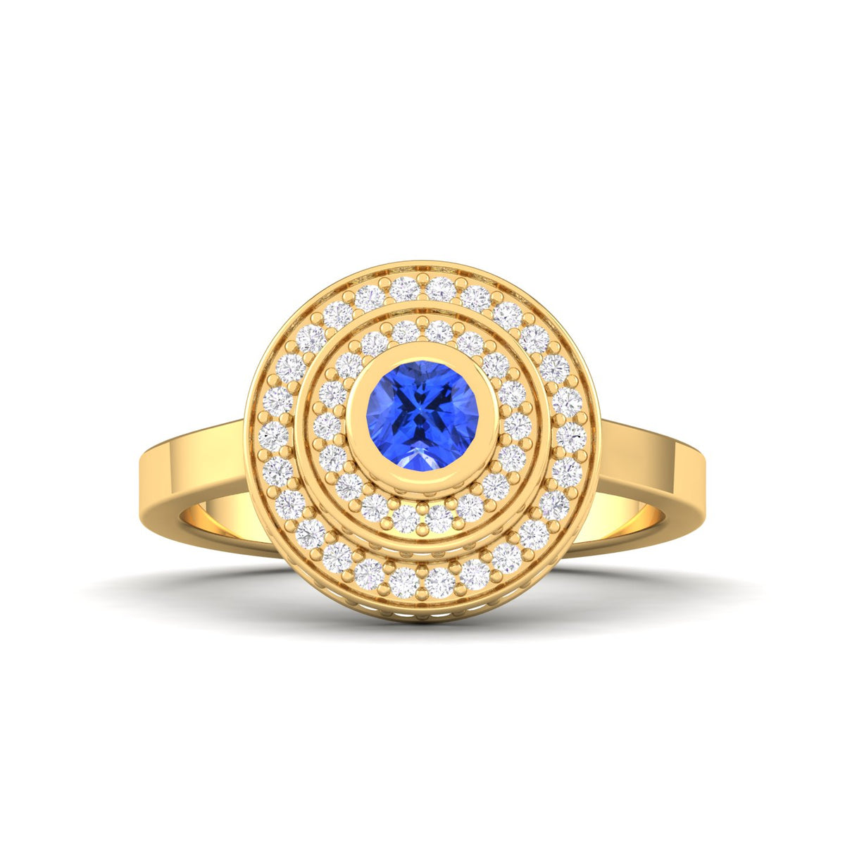Maurya Sierra Blue Sapphire Cocktail Ring with Pave-Set Diamonds