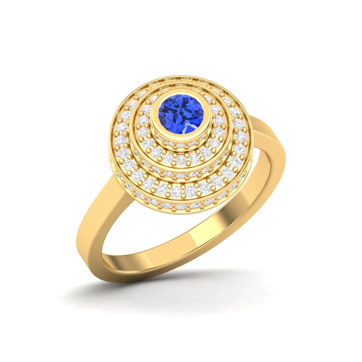 Maurya Sierra Blue Sapphire Cocktail Ring with Pave-Set Diamonds