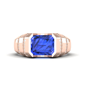 Maurya Octagon Tanzanite Bantam Signet Ring with Accent Diamonds