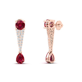 Maurya Royal Ruby Drop Earrings with Diamonds