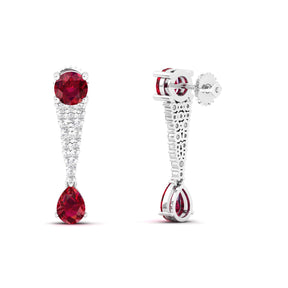 Maurya Royal Ruby Drop Earrings with Diamonds