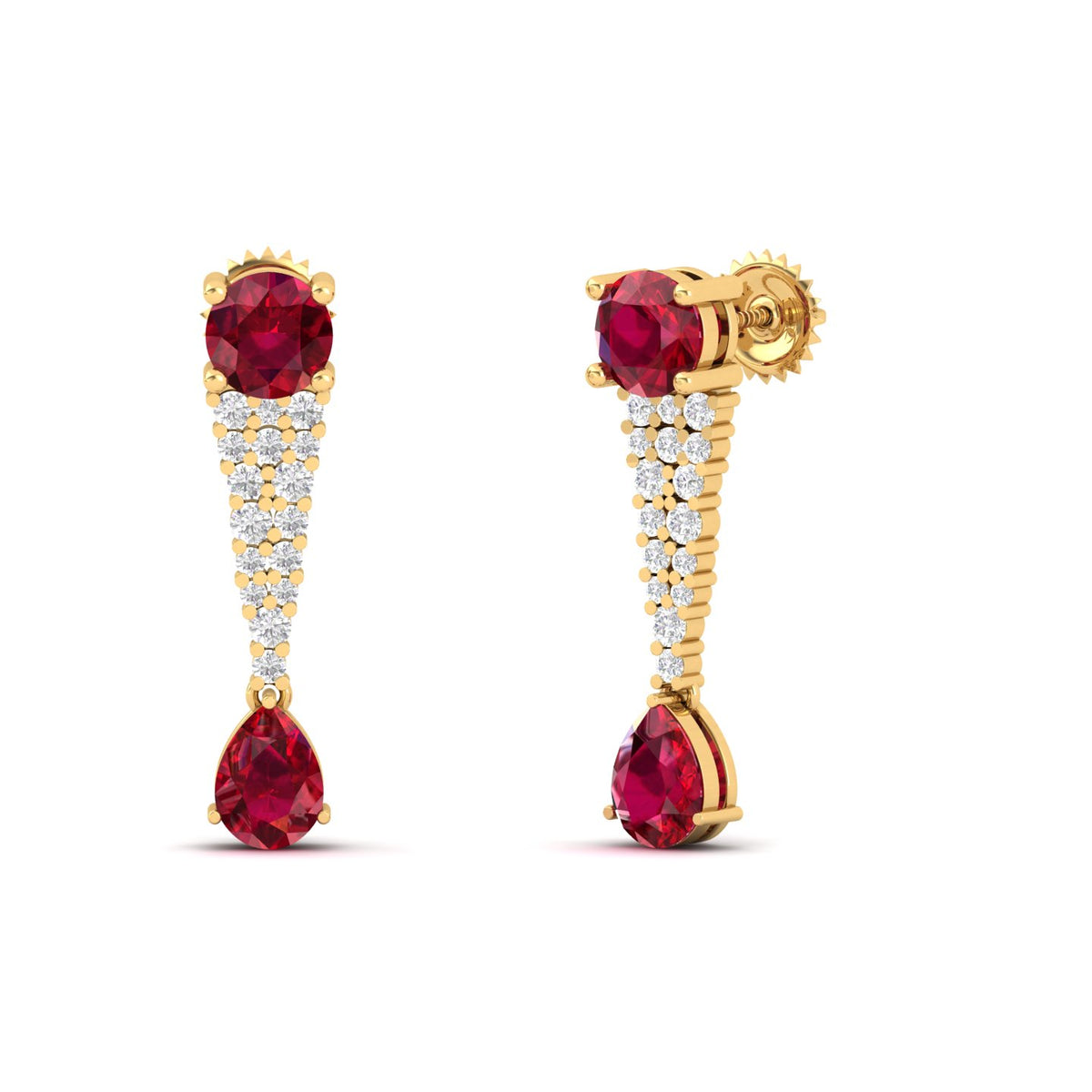 Maurya Royal Ruby Drop Earrings with Diamonds