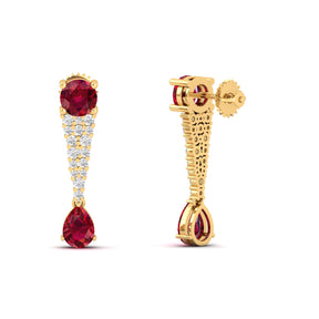 Maurya Royal Ruby Drop Earrings with Diamonds