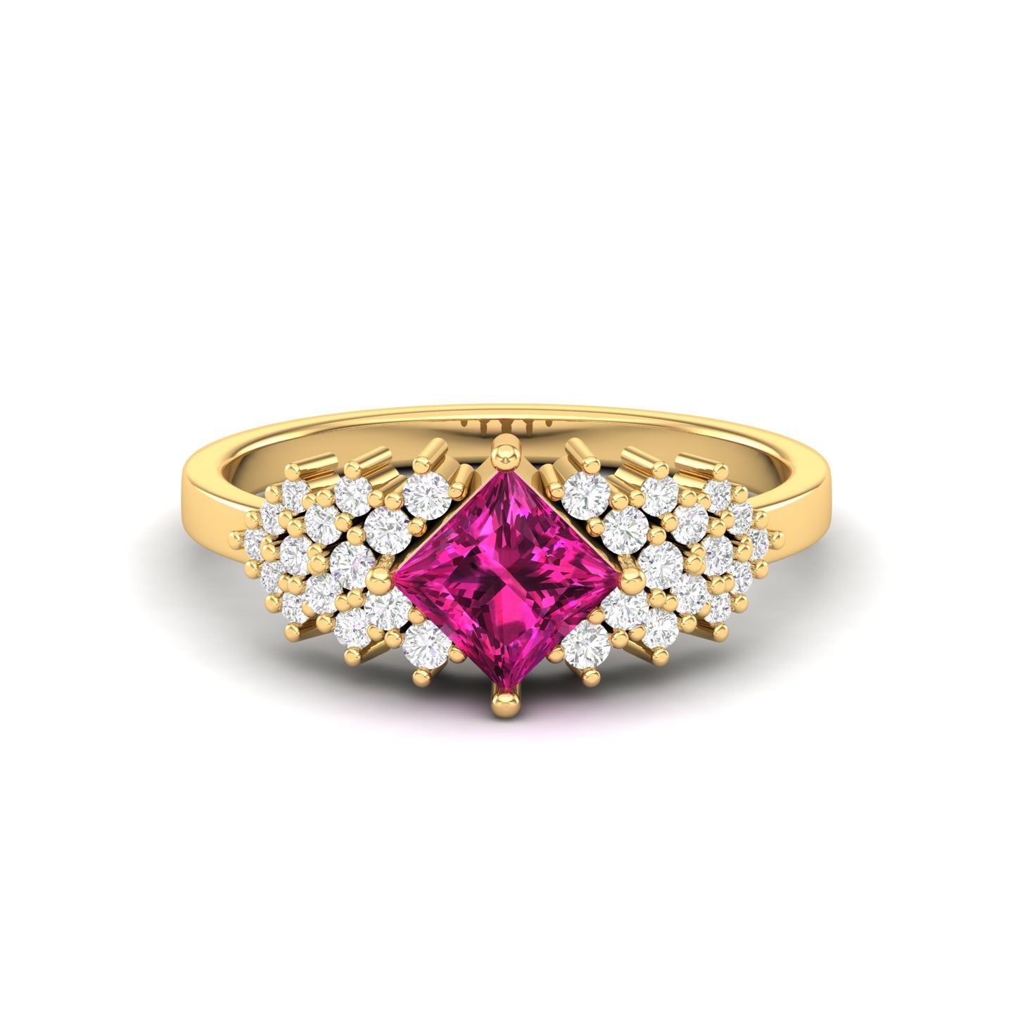 Maurya Pink Amethyst Queen Bee Engagement Ring with Accent Diamonds
