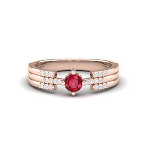 Maurya Center of Gravity Solitaire Ruby Promise Ring with Diamond Accents