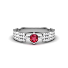 Maurya Center of Gravity Solitaire Ruby Promise Ring with Diamond Accents