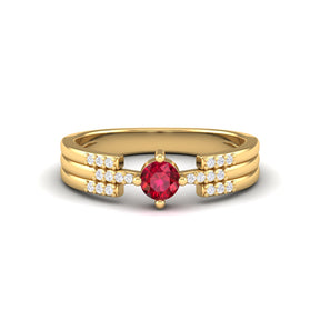 Maurya Center of Gravity Solitaire Ruby Promise Ring with Diamond Accents