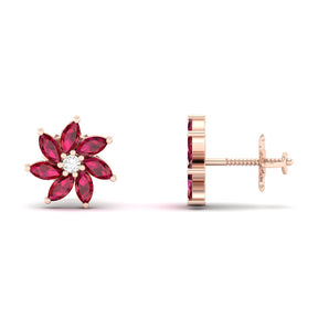 Maurya Frost Fire Ruby Stud Earrings with Diamond