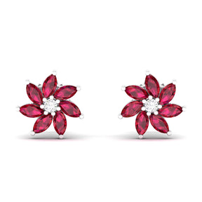 Maurya Frost Fire Ruby Stud Earrings with Diamond