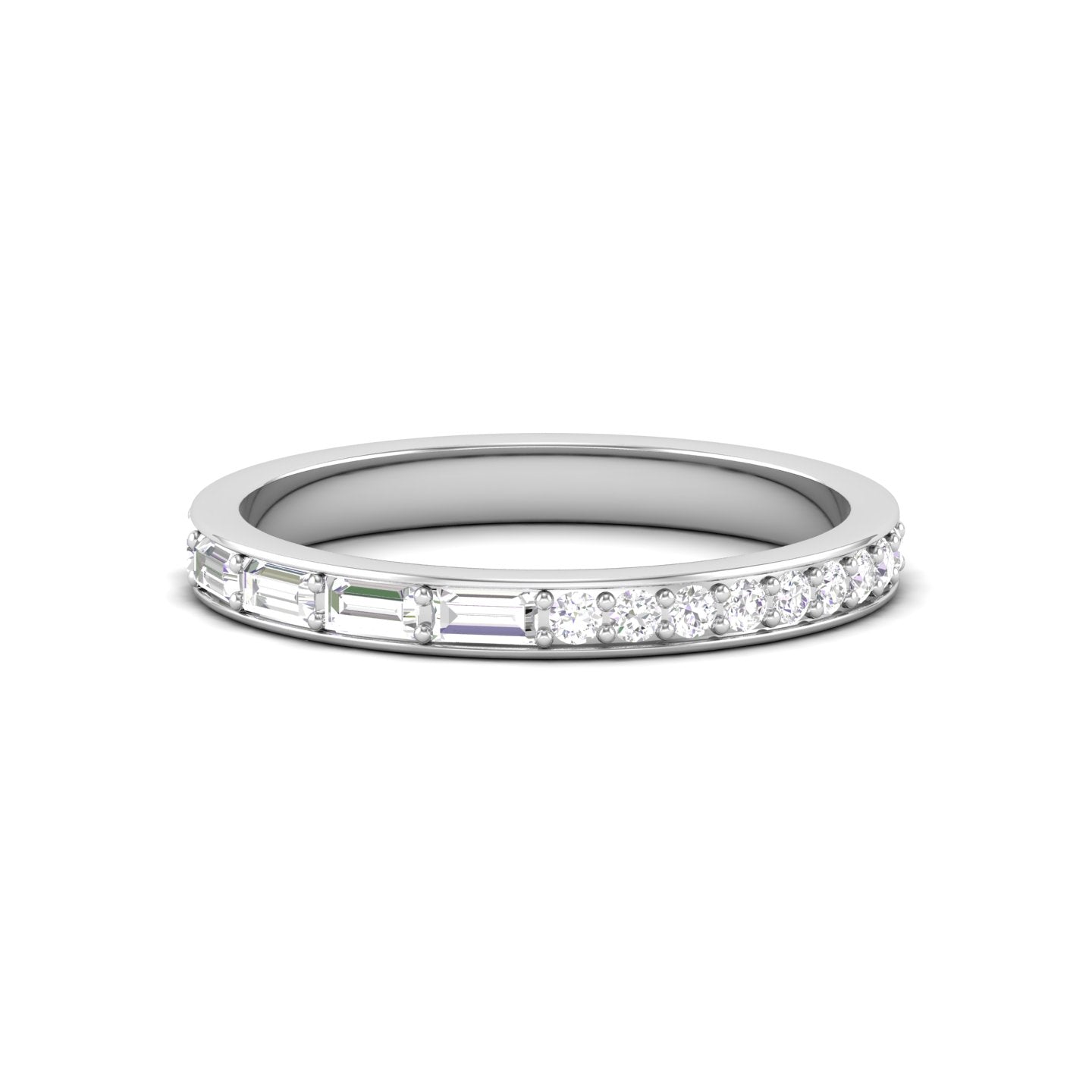 Maurya Change is Constant Baguette and Round Diamond Stackable Wedding Band