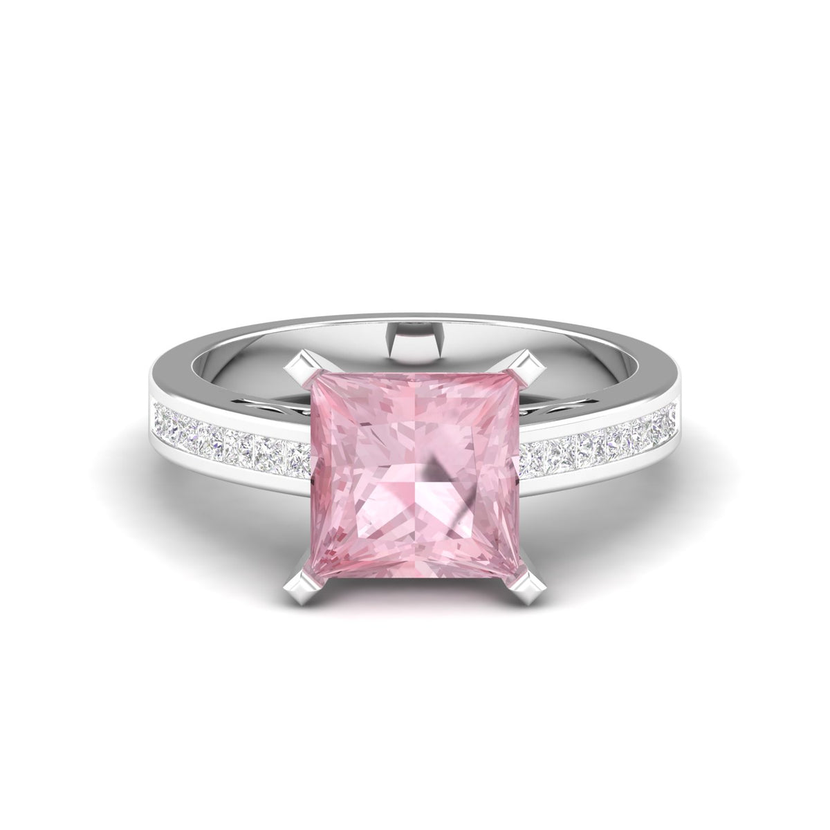 Maurya Prong Set Morganite and Channel-Set Diamond Simplicity Engagement Ring