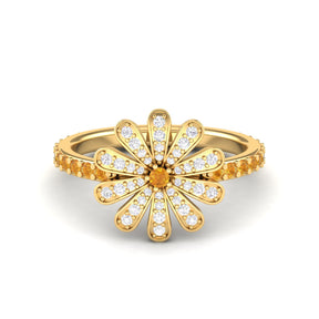 Maurya Happy Flower Promise Ring with Diamonds and Citrine