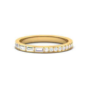 Maurya Change is Constant Baguette and Round Diamond Stackable Wedding Band
