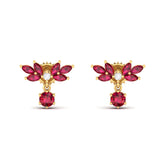 Maurya Fire Fruit Ruby Push Back Earrings with Diamonds