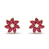 Maurya Frost Fire Ruby Stud Earrings with Diamond