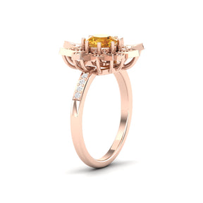 Maurya Solitaire Citrine and Pave-Set Diamond Ice Flakes Engagement Ring
