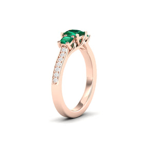Maurya Three Stone Emerald Forever New Engagement Ring with Diamond Accents