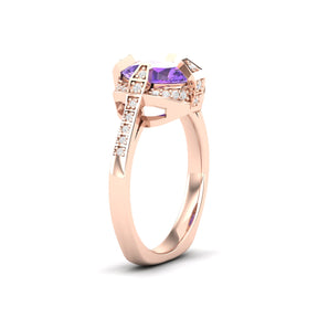 Maurya Prong Set Amethyst Hidden Gem Engagement Ring with Accent Diamonds