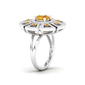 Maurya King’s Court Citrine Cocktail Ring with Diamonds