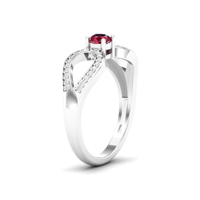 Maurya Ruby Curve Promise Ring with Accent Diamonds