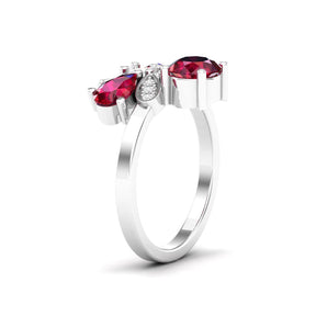 Maurya Colorfly Ruby Ring with Round Diamonds