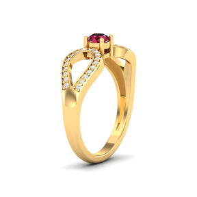 Maurya Ruby Curve Promise Ring with Accent Diamonds